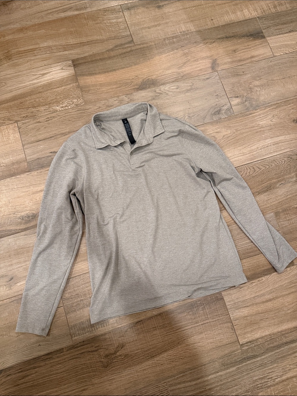 Lululemon Heather Light Gray Long Sleeve Polo XL